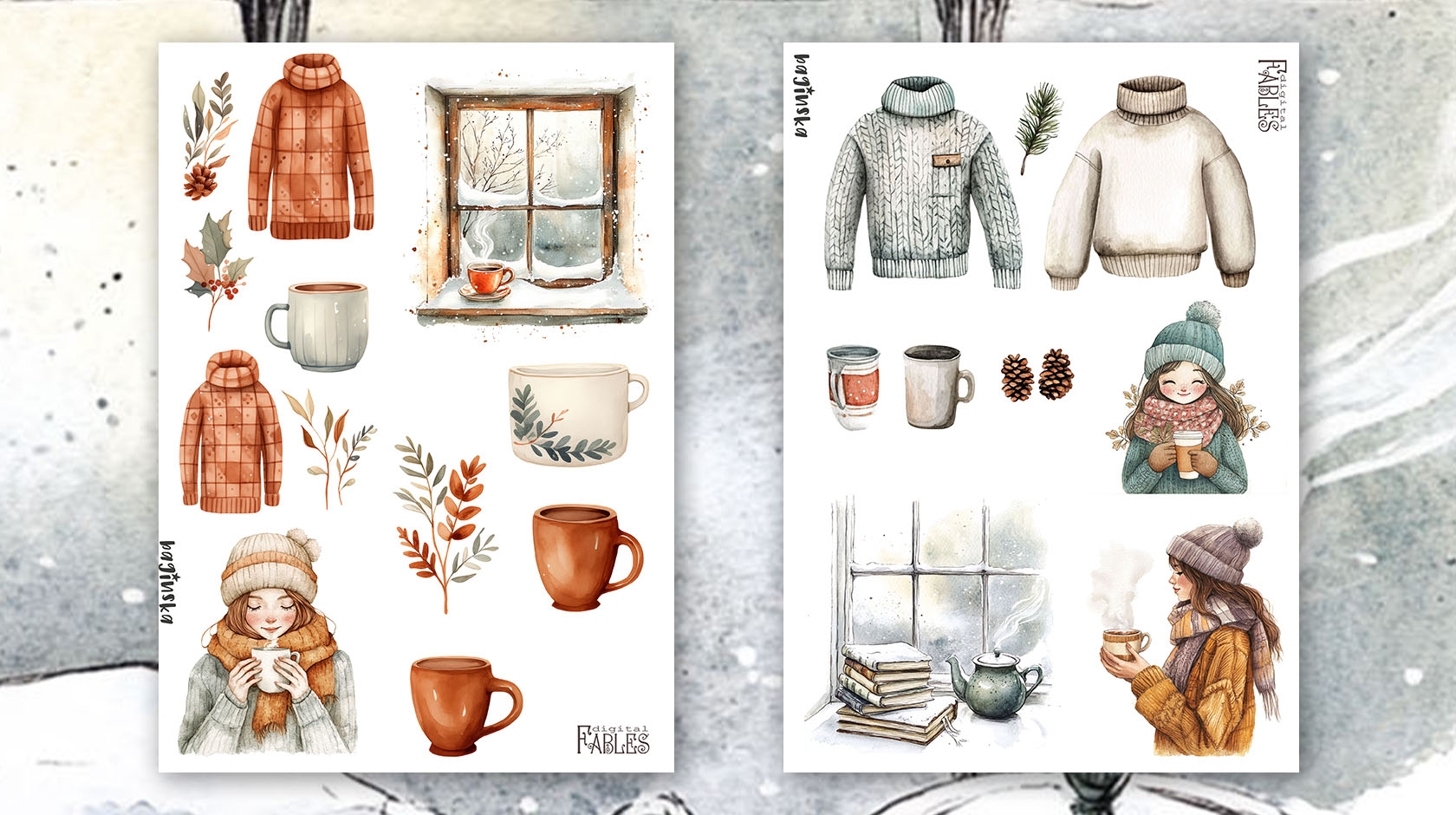 Cozy Winter – Fussy cut images – free journal printable